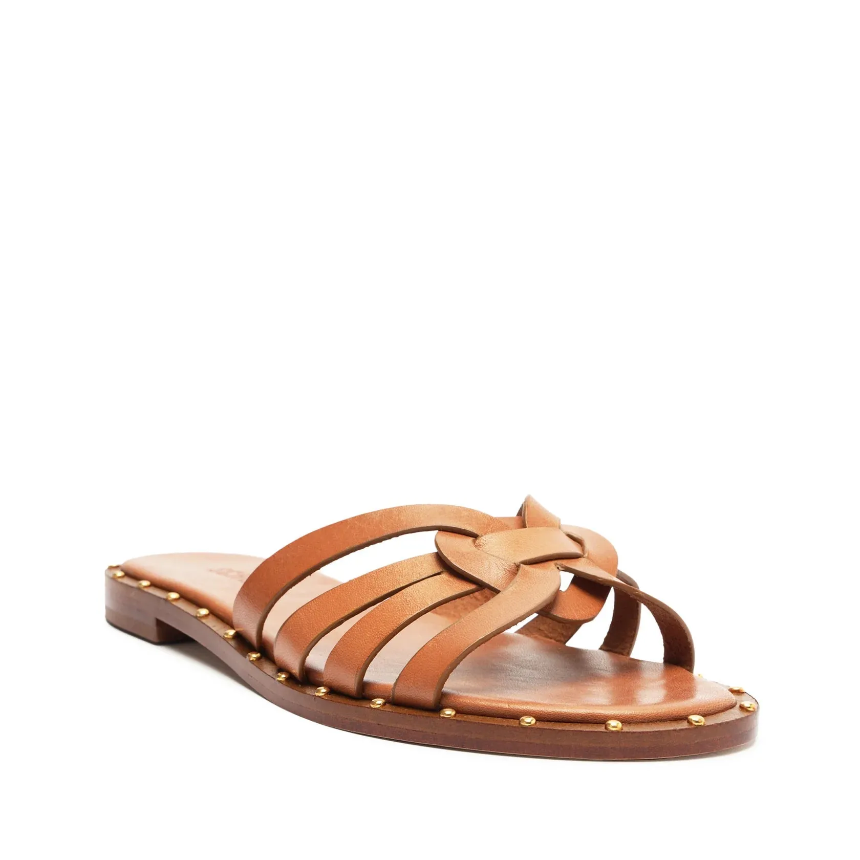 Schutz Phoenix Flat Leather Sandal in Brown