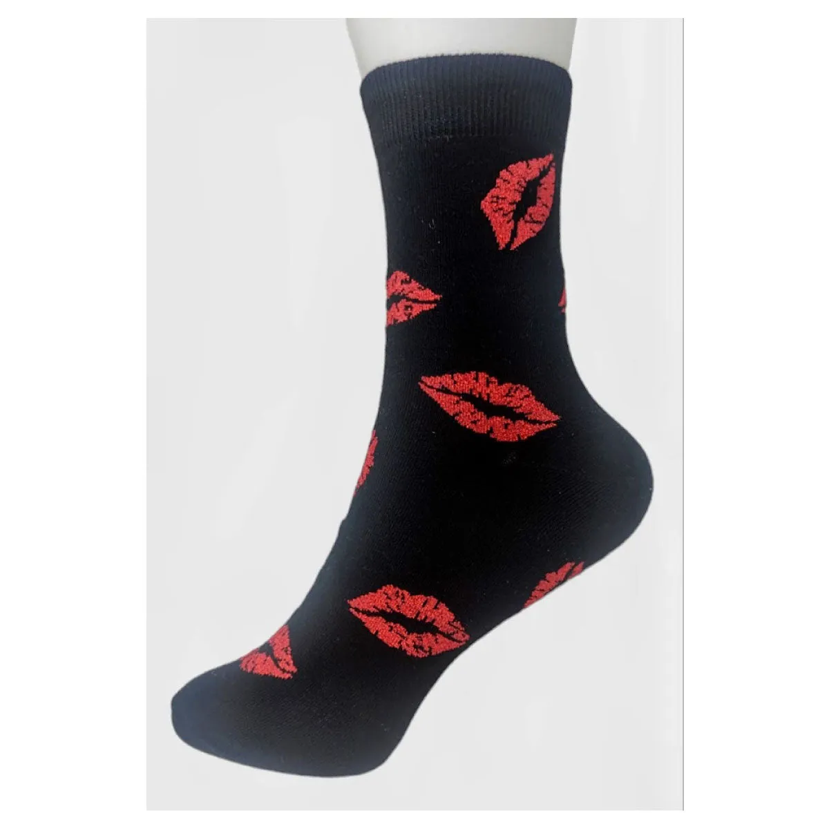 Shimmer Lips Half Crew Socks