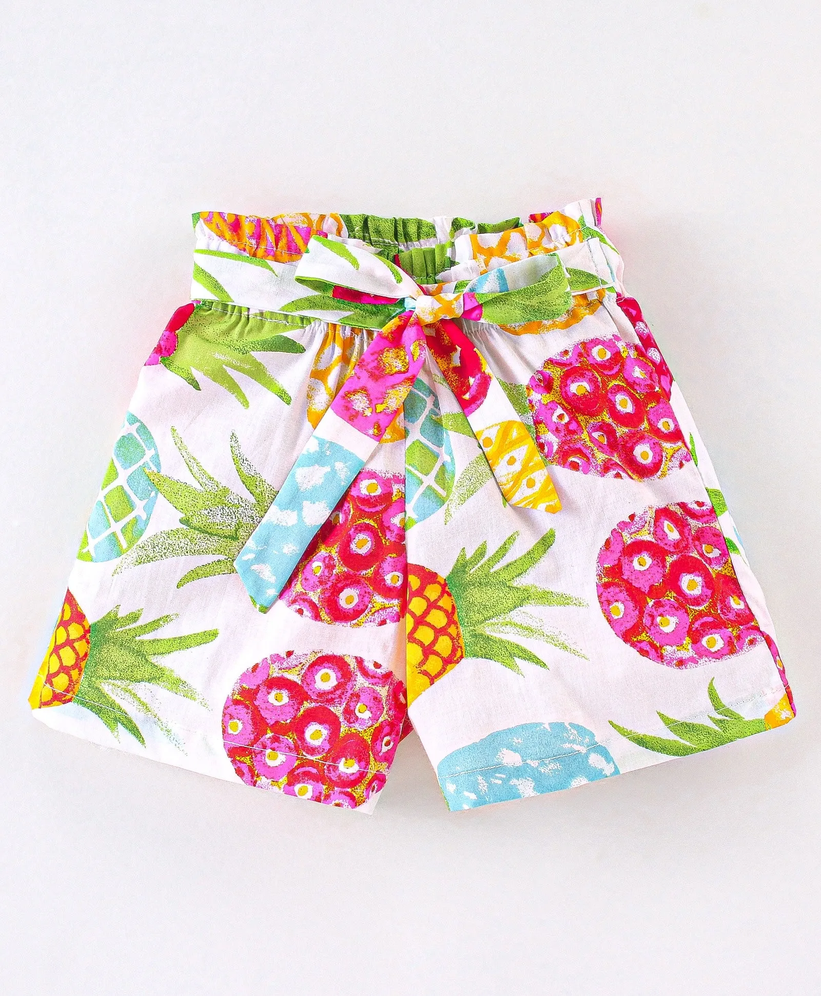 Solid Frilled Top Pineapple Wrap Short Set