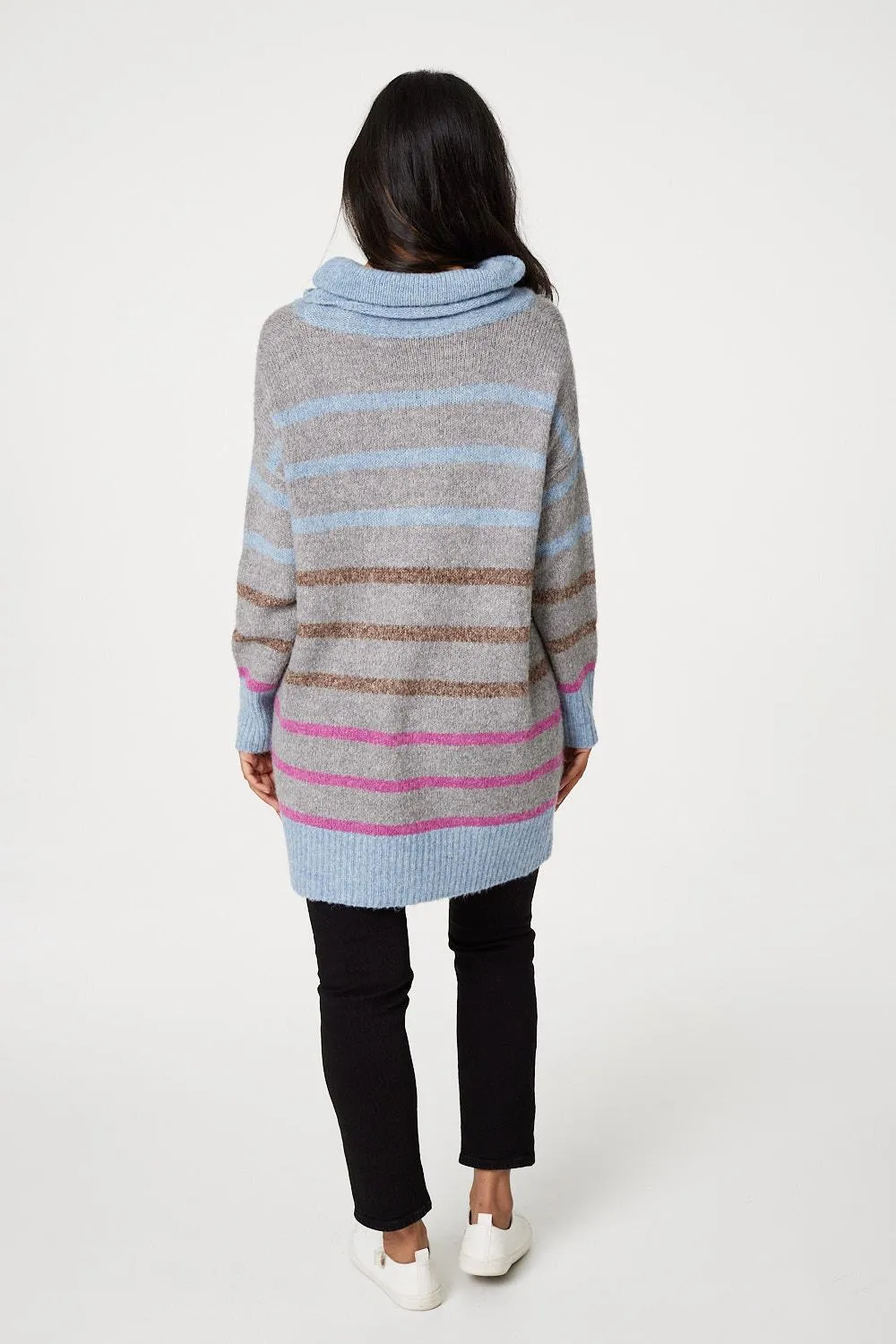 Striped Roll Neck Oversized Jumper