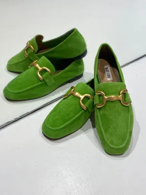 SUEDE LOAFERS GREEN - BIBI LOU