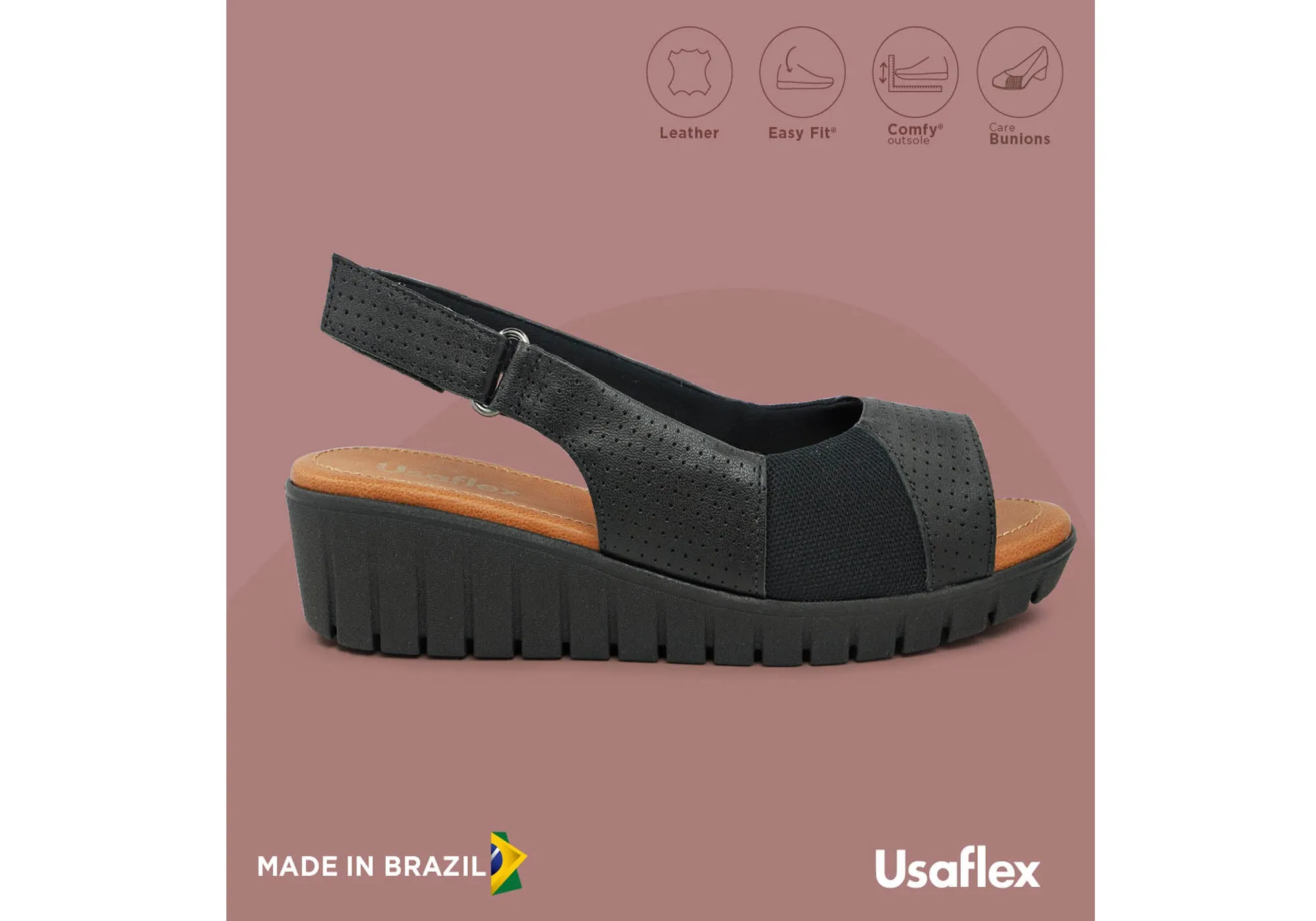 Usaflex Algiers Womens Comfortable Leather Sandals Made In Brazil