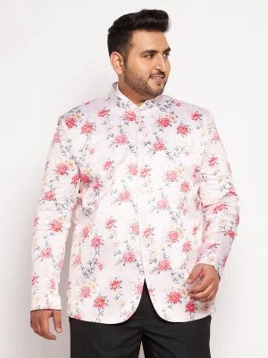 VASTRAMAY Plus Size Men's Peach Silk Blend Jodhpuri