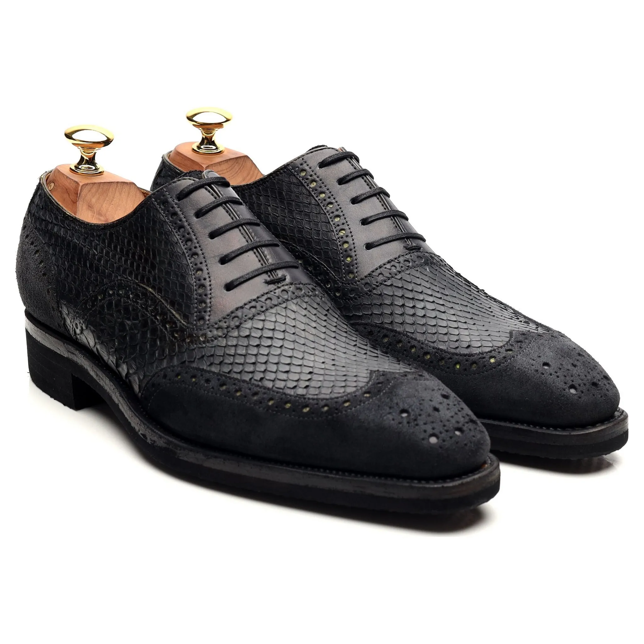 'Vendome' Bi-Material Black Leather Suede Oxford Brogues UK 6 E