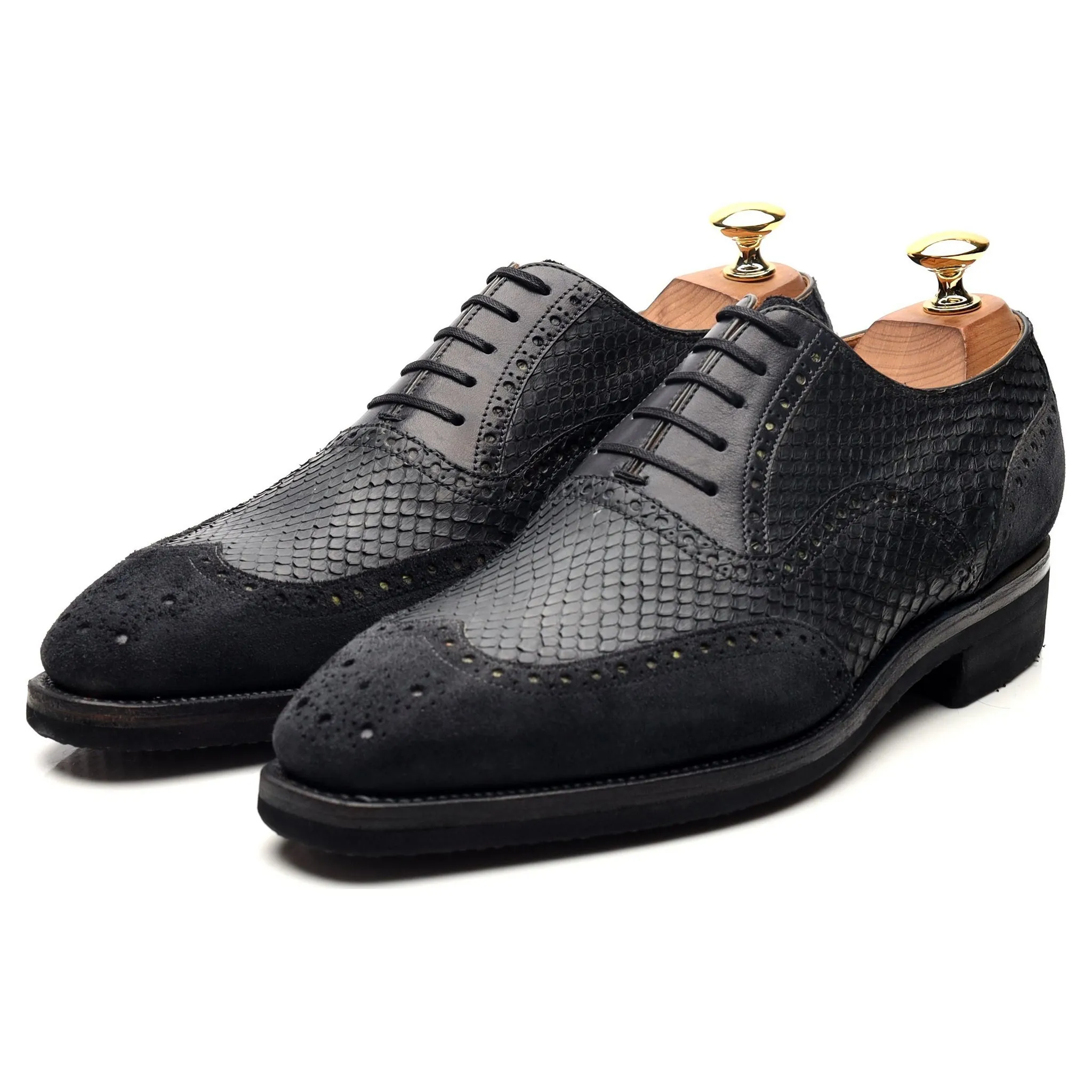 'Vendome' Bi-Material Black Leather Suede Oxford Brogues UK 6 E