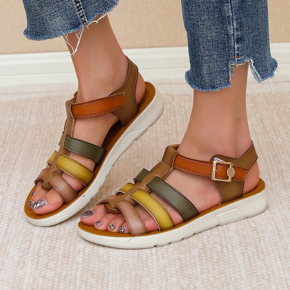 Women's Buckle Strap Soft Sole Open Toe Anti-skid Summer Shoes Casual Versatile Fisherman Sandals