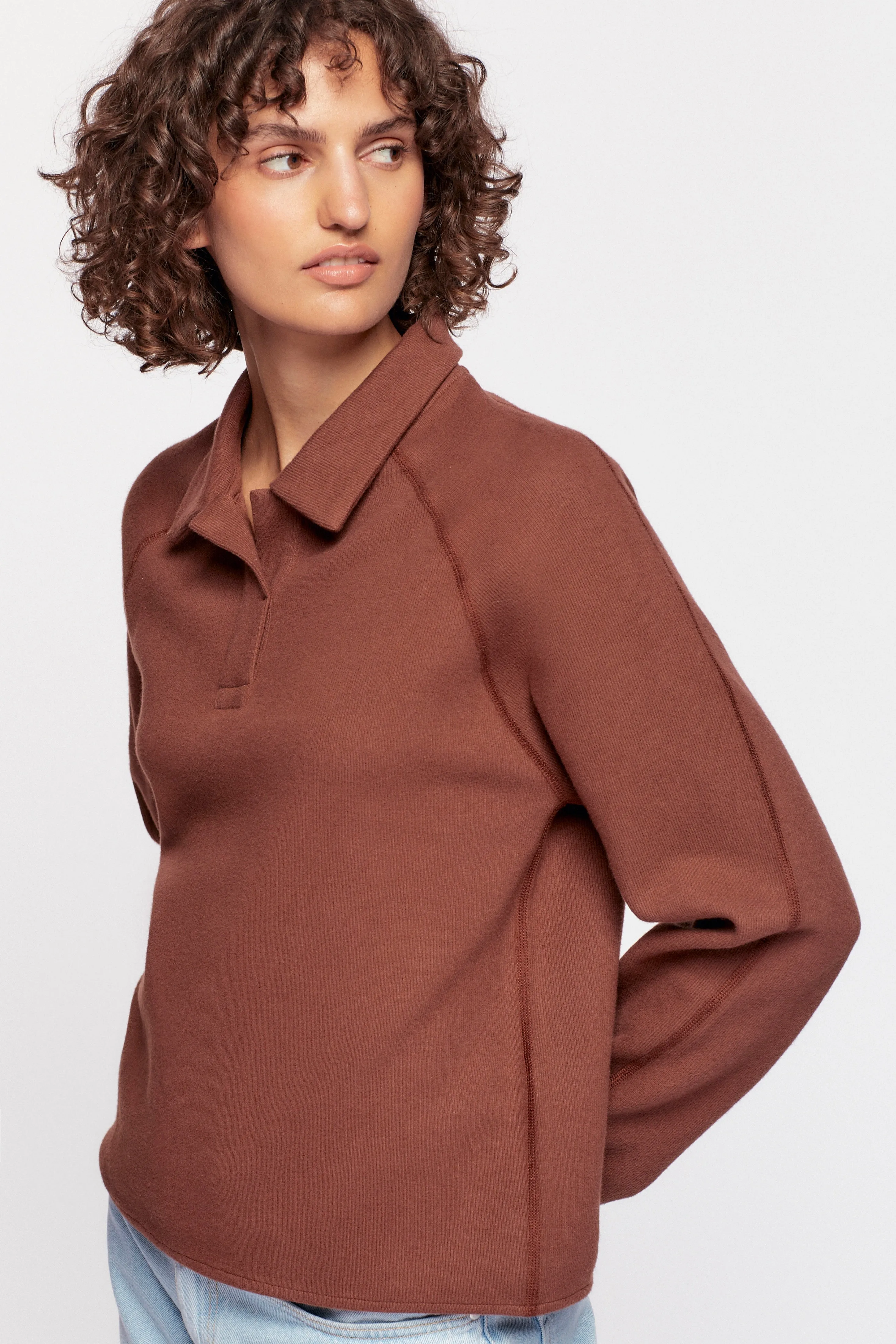 Women's Cozy Polo in Umber