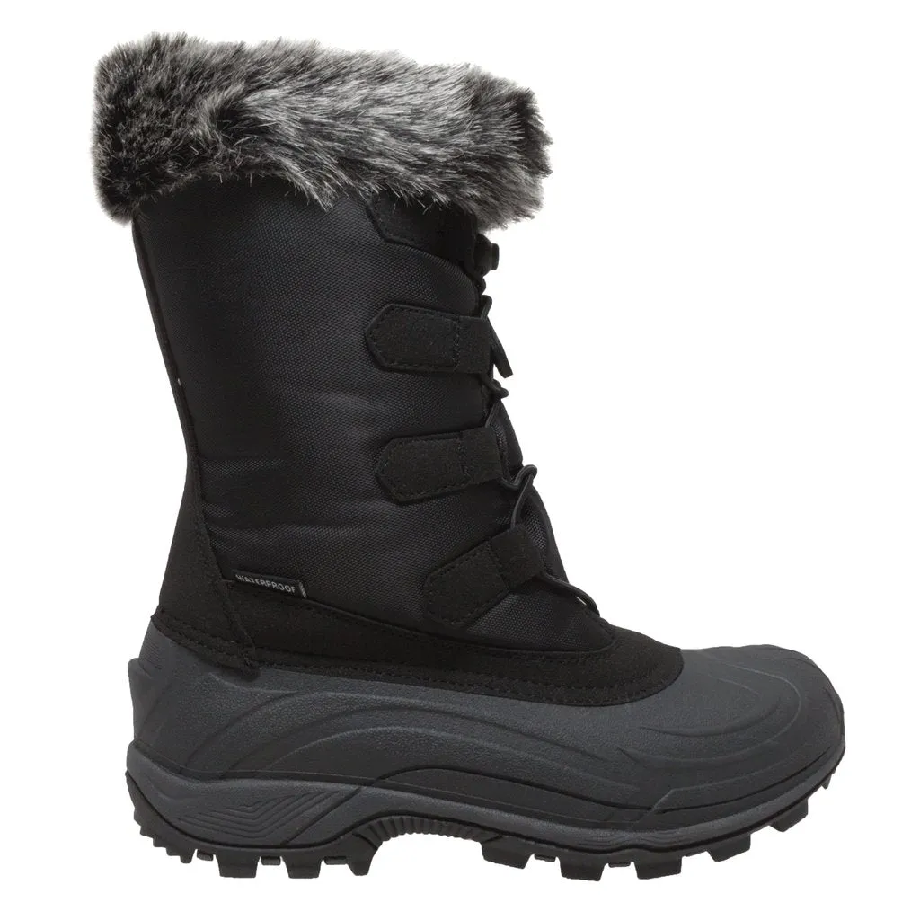 Women's Nylon Winter Black Leather Boots